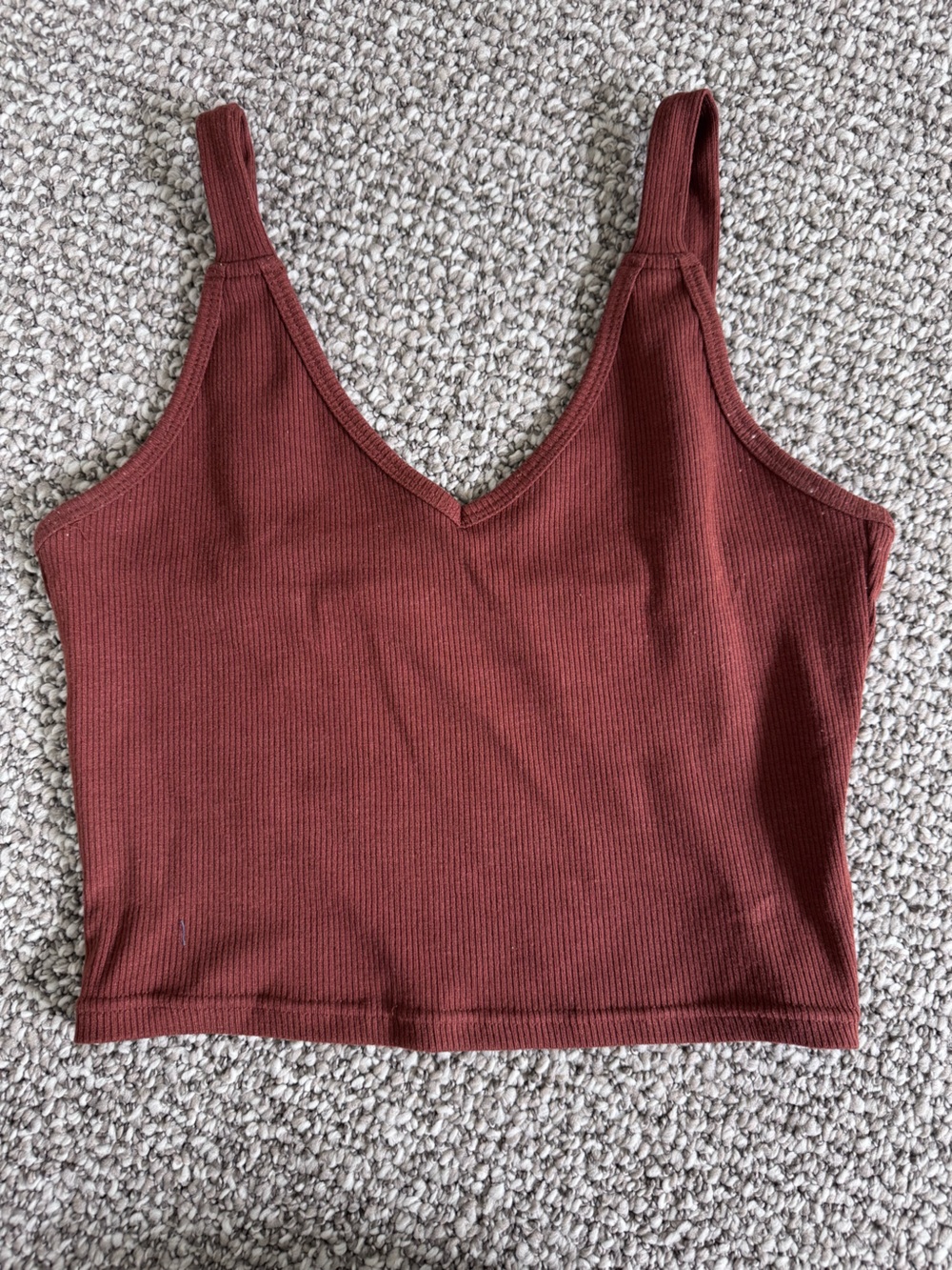 Ribbed Sleeveless Tank Top in Deep Brick